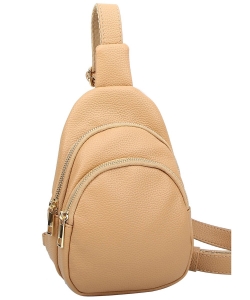 Fashion Multi Pocket Sling Bag ND124 LIGHT TAN